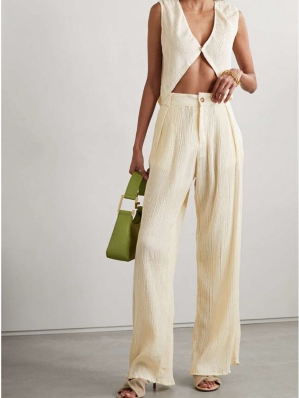 Savannah Wide-Leg High-Rise Cream Trousers